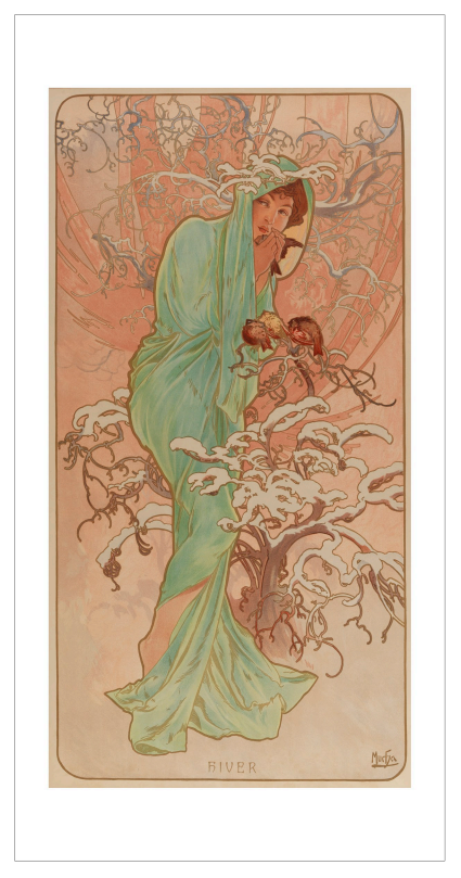 Winter, 1896 Postcard by Alphonse Mucha