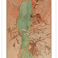 Winter, 1896 Postcard by Alphonse Mucha