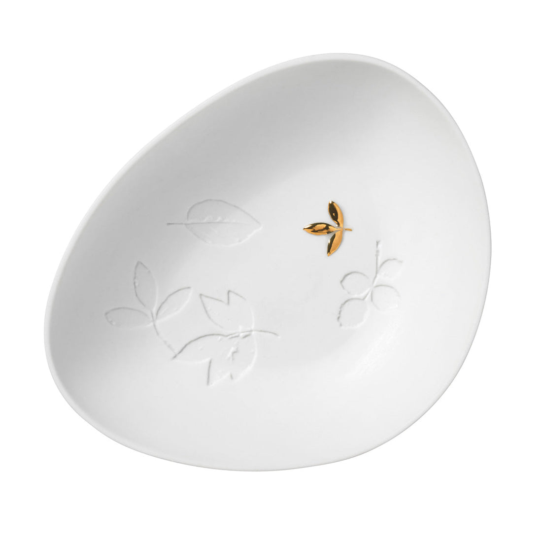 Porcelain Stories Leaf Decorative Bowl with Gold Accent