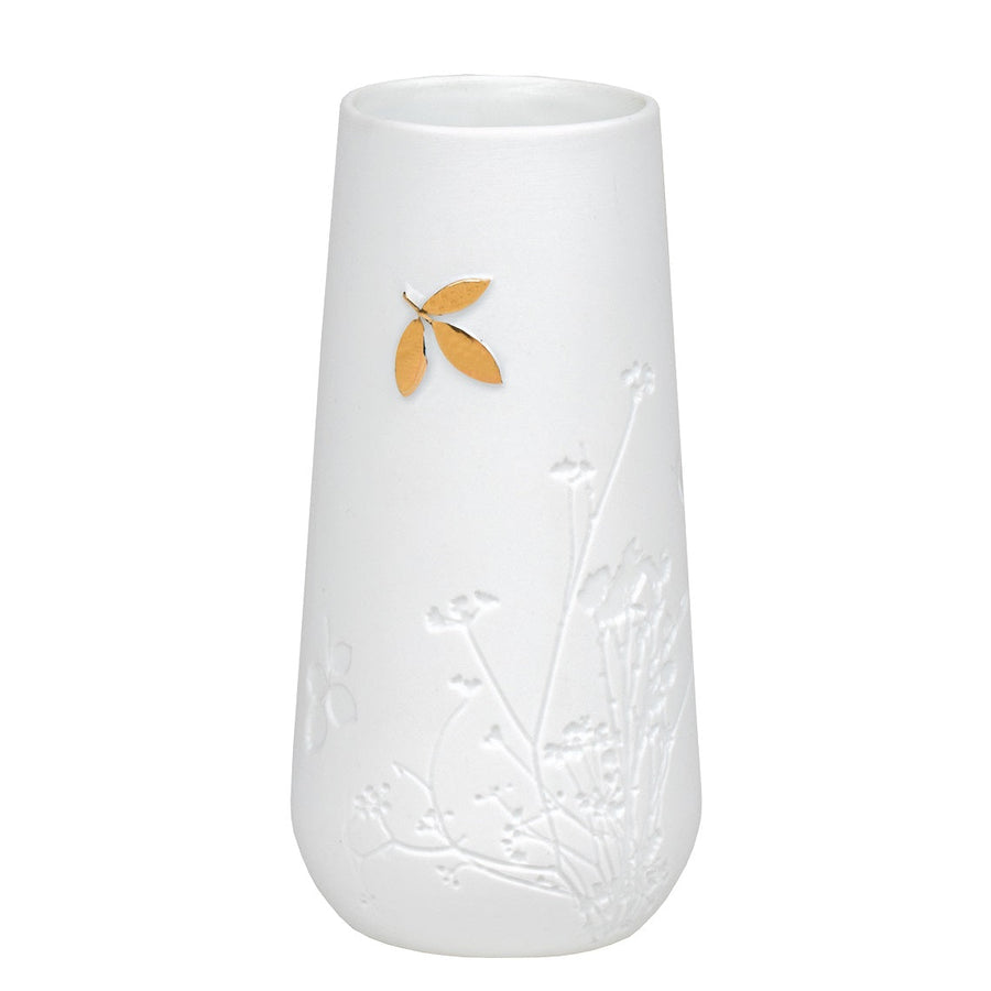 Porcelain Stories Leaf Vase with Gold Accent-Minivase Medium