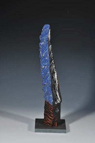 Blue & White Vertical Form Sculpture