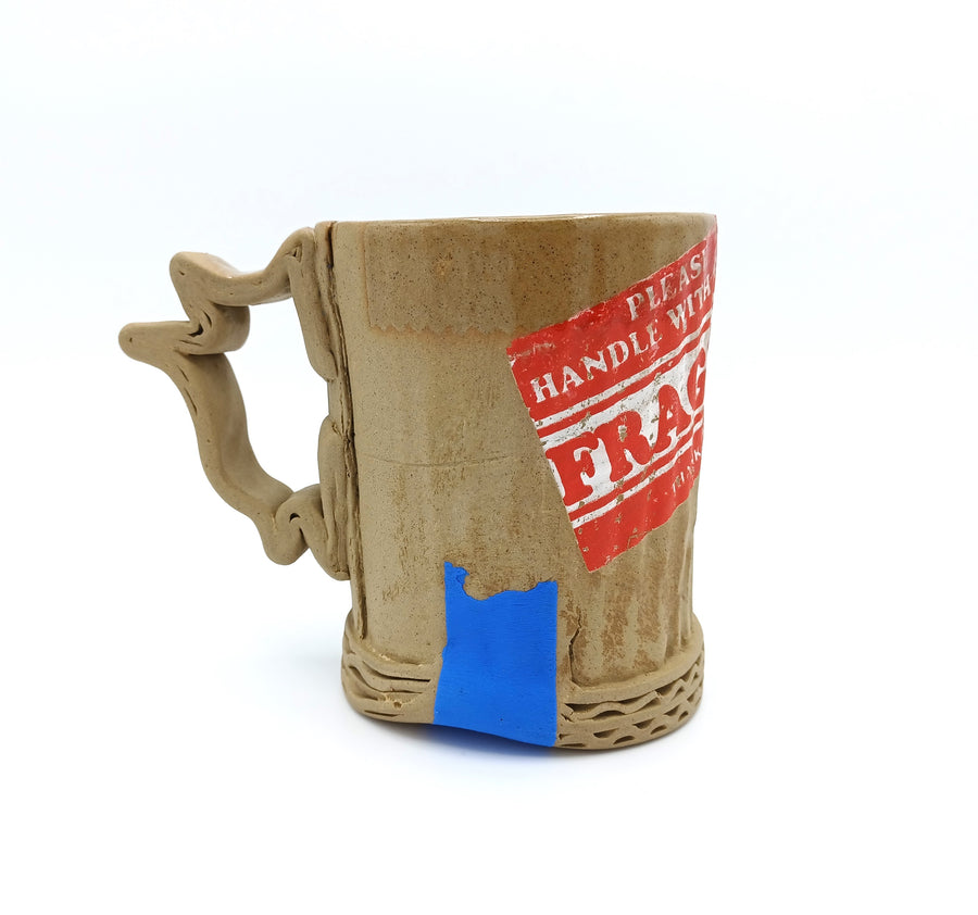 Ceramic Cardboard Mug with Fragile Sticker Design