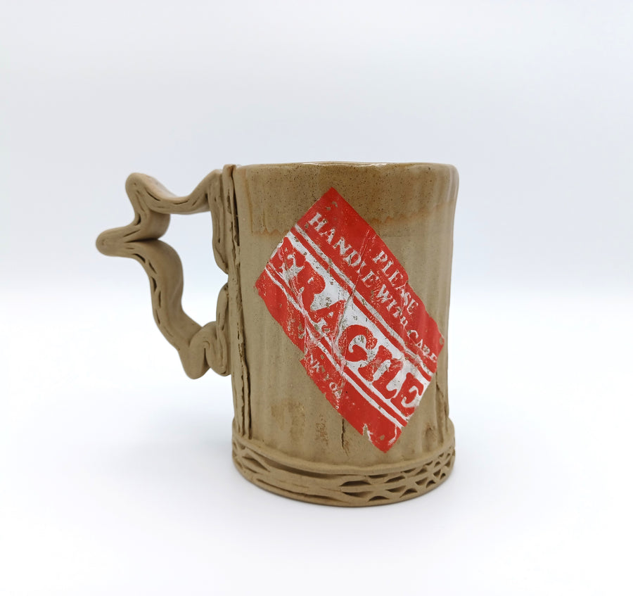 Ceramic Cardboard Mug with Fragile Sticker Design