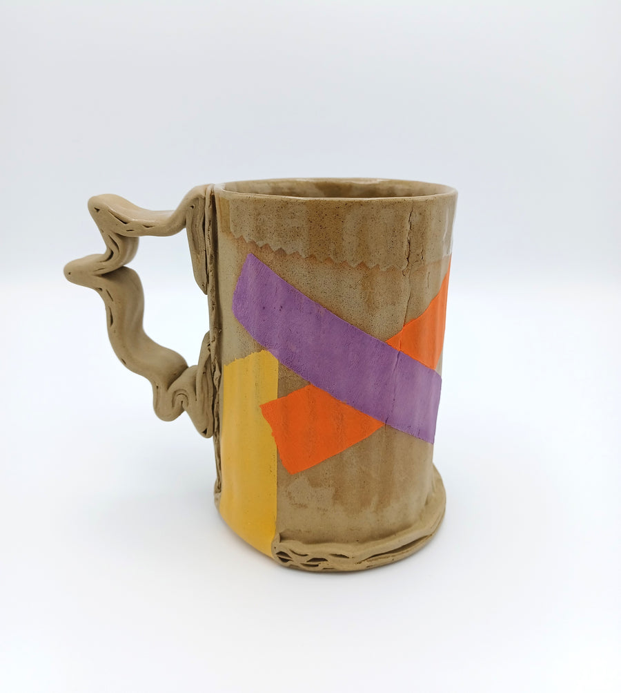 Ceramic Cardboard Mug with Tape Design