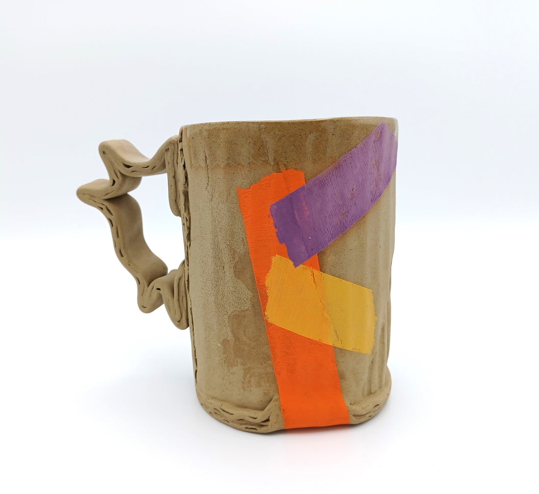 Ceramic Cardboard Mug with Tape Design