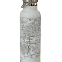 AMFA + Little Rock Map Bottle with Bamboo Top in White