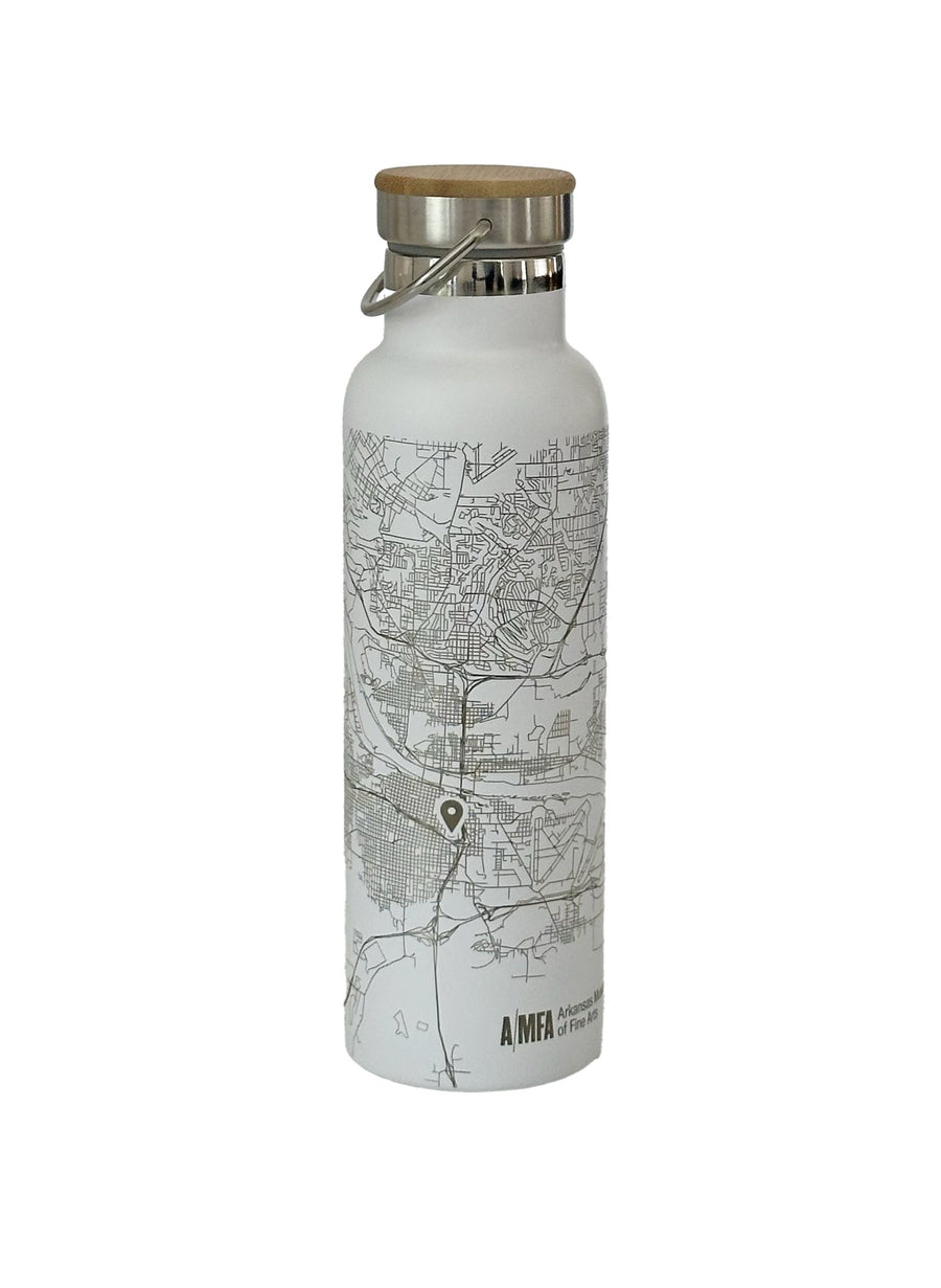 AMFA + Little Rock Map Bottle with Bamboo Top in Black