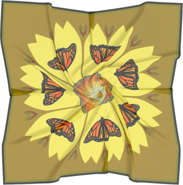 Tricia Wright Silk Scarf with Monarch Butterflies