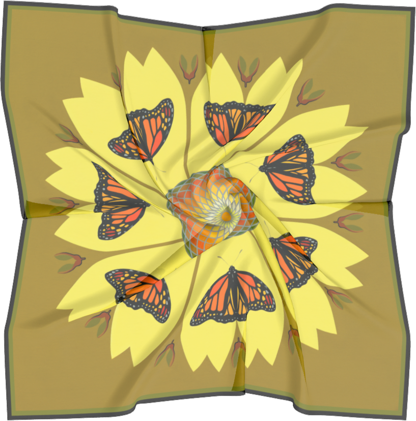 Tricia Wright Silk Scarf with Monarch Butterflies