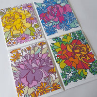 Assorted Botanical Rose Blank Note Card Set of 8