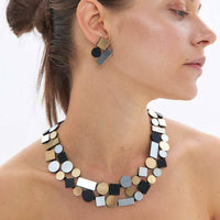 Bauhaus Double Layer Necklace- Silver/Black/Gold