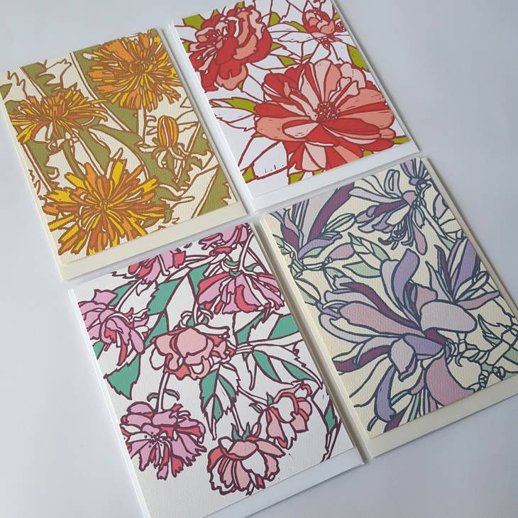 Assorted Flower Blank Note Card Set of 8