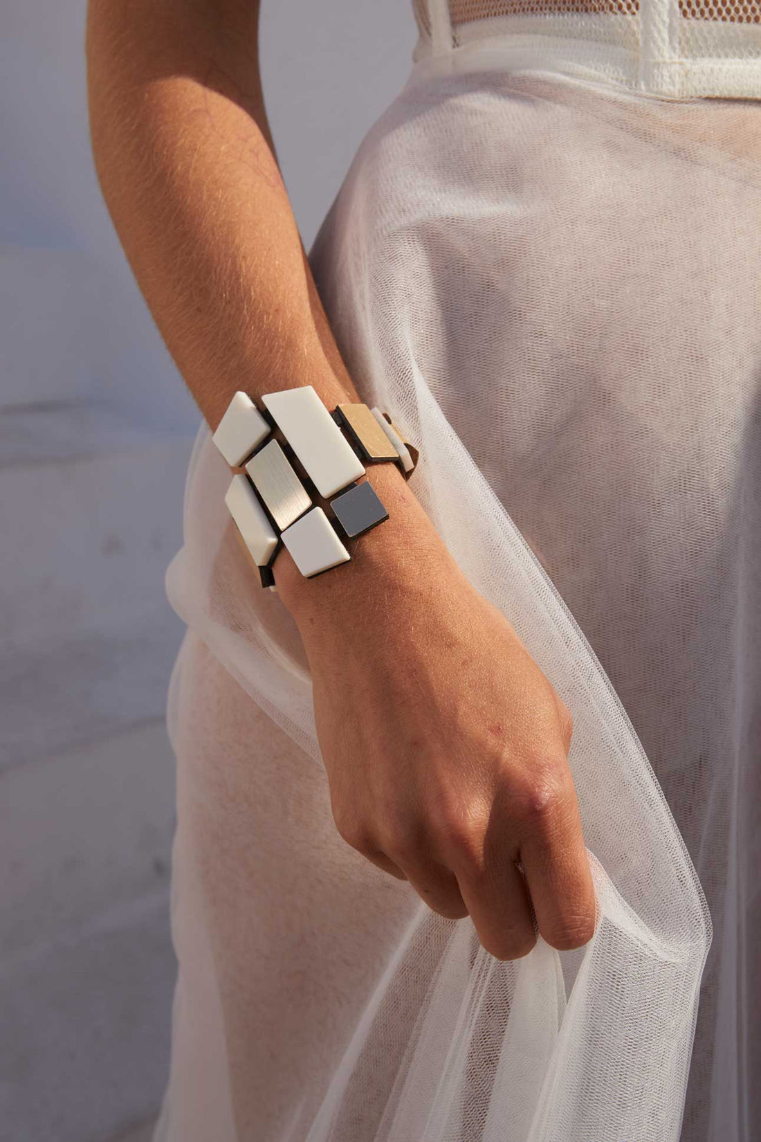 Piet Bracelet - Ivory & Gold: Large