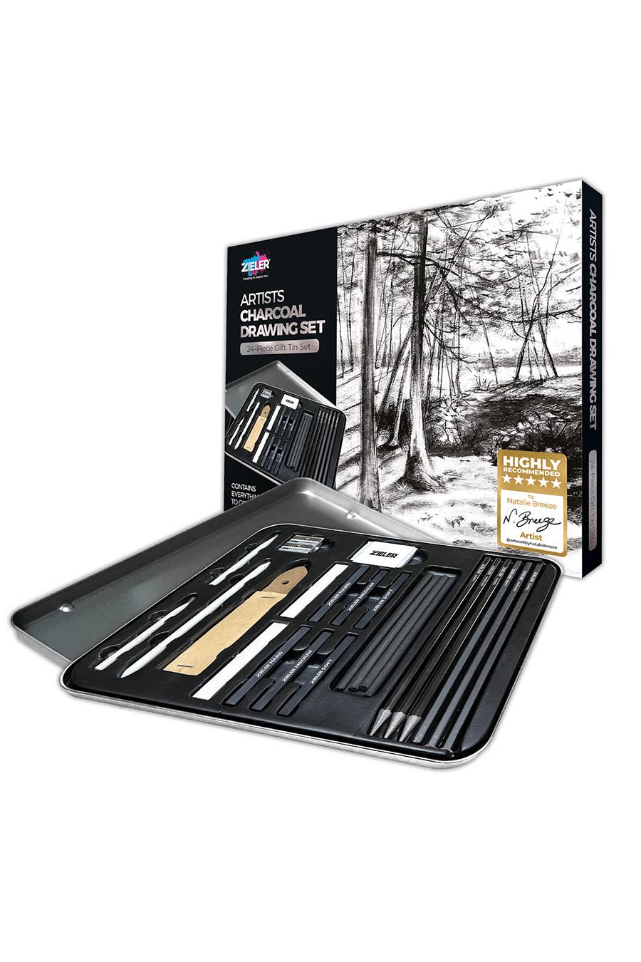 Zieler® 24 Piece Artists Charcoal Drawing Set