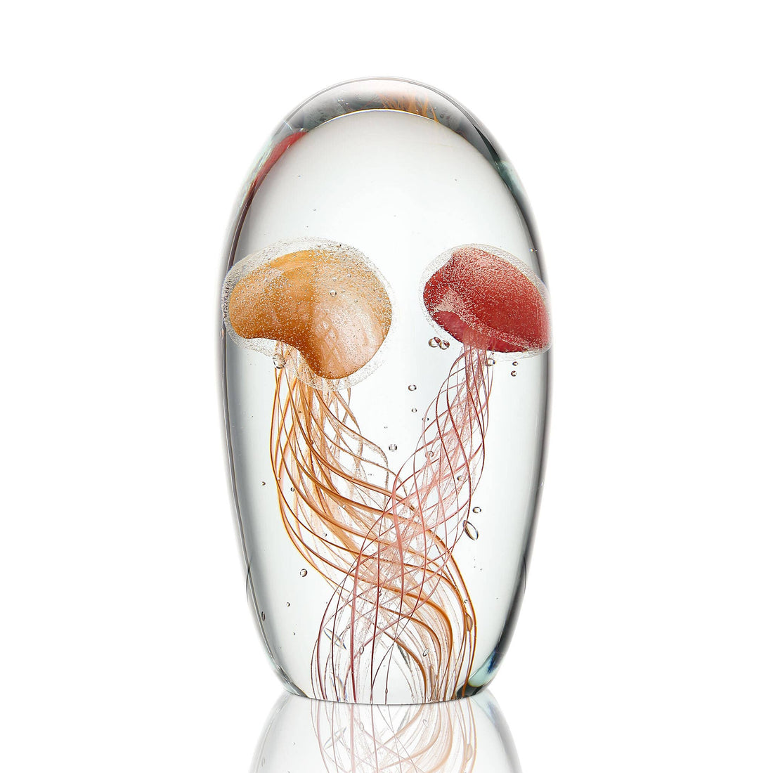 Glass Red and Orange Jellyfish Duo