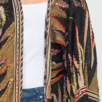 Meghan Black Thick Stitch Embroidered Duster