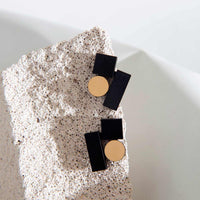 Bauhaus Earrings Small - Black/Gold