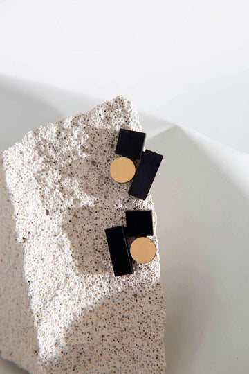 Bauhaus Earrings Small - Black/Gold