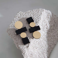 Bauhaus Earrings Large - Black/Gold