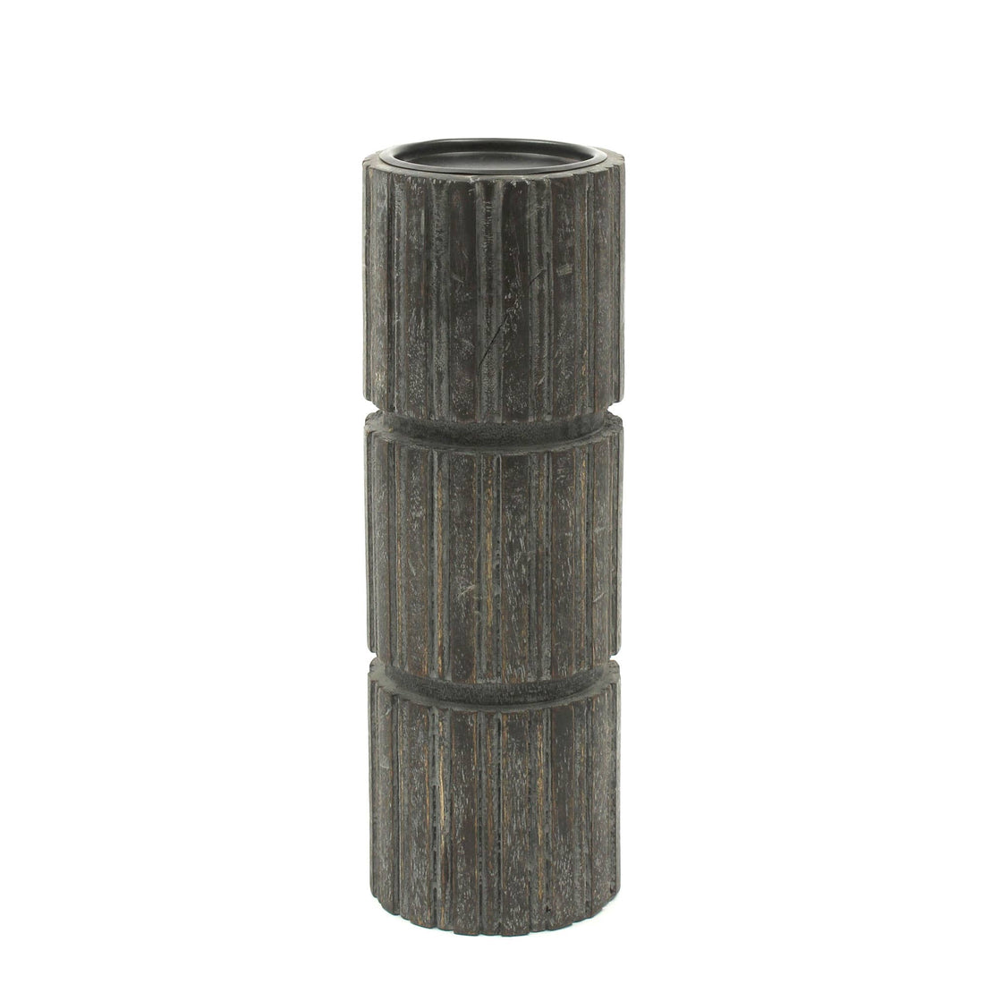 Round Wood Candle Holder 4x8"