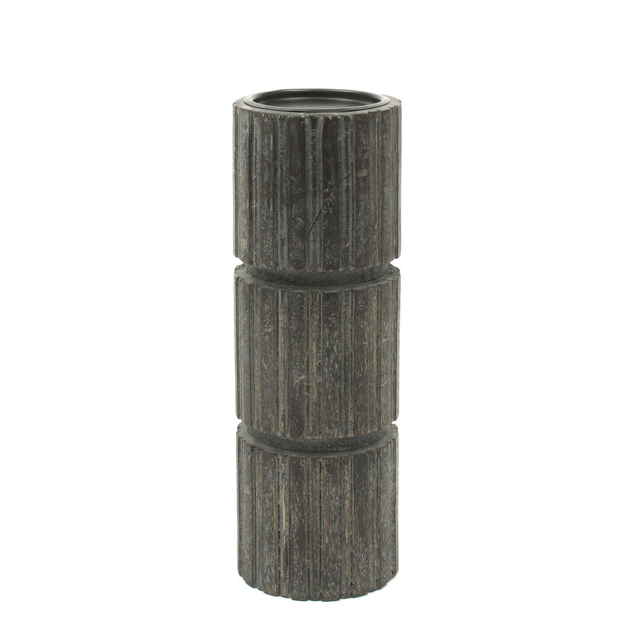 Round Wood Candle Holder 4x8"