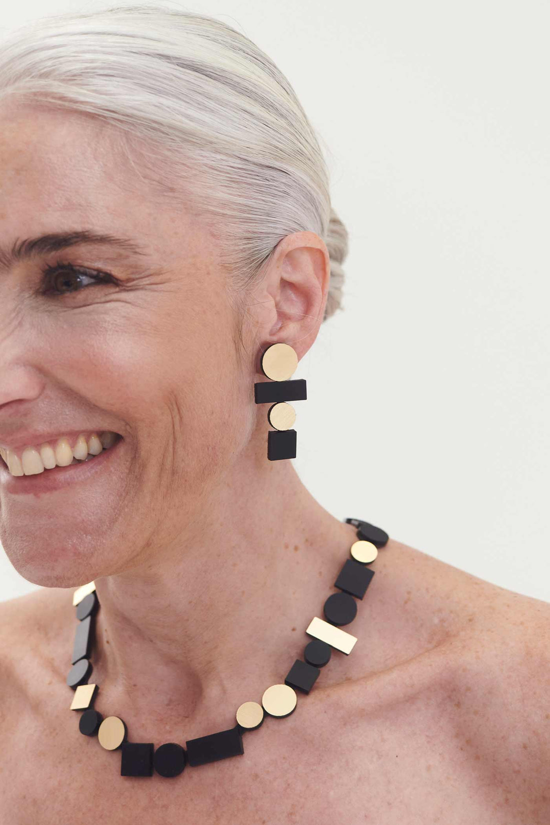 Bauhaus Earrings Large - Black/Gold