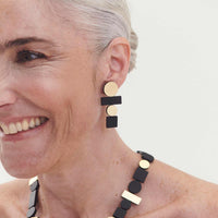 Bauhaus Earrings Large - Black/Gold