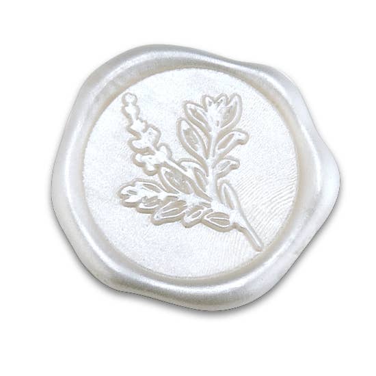 White Botanical Adhesive Wax Seal Stickers