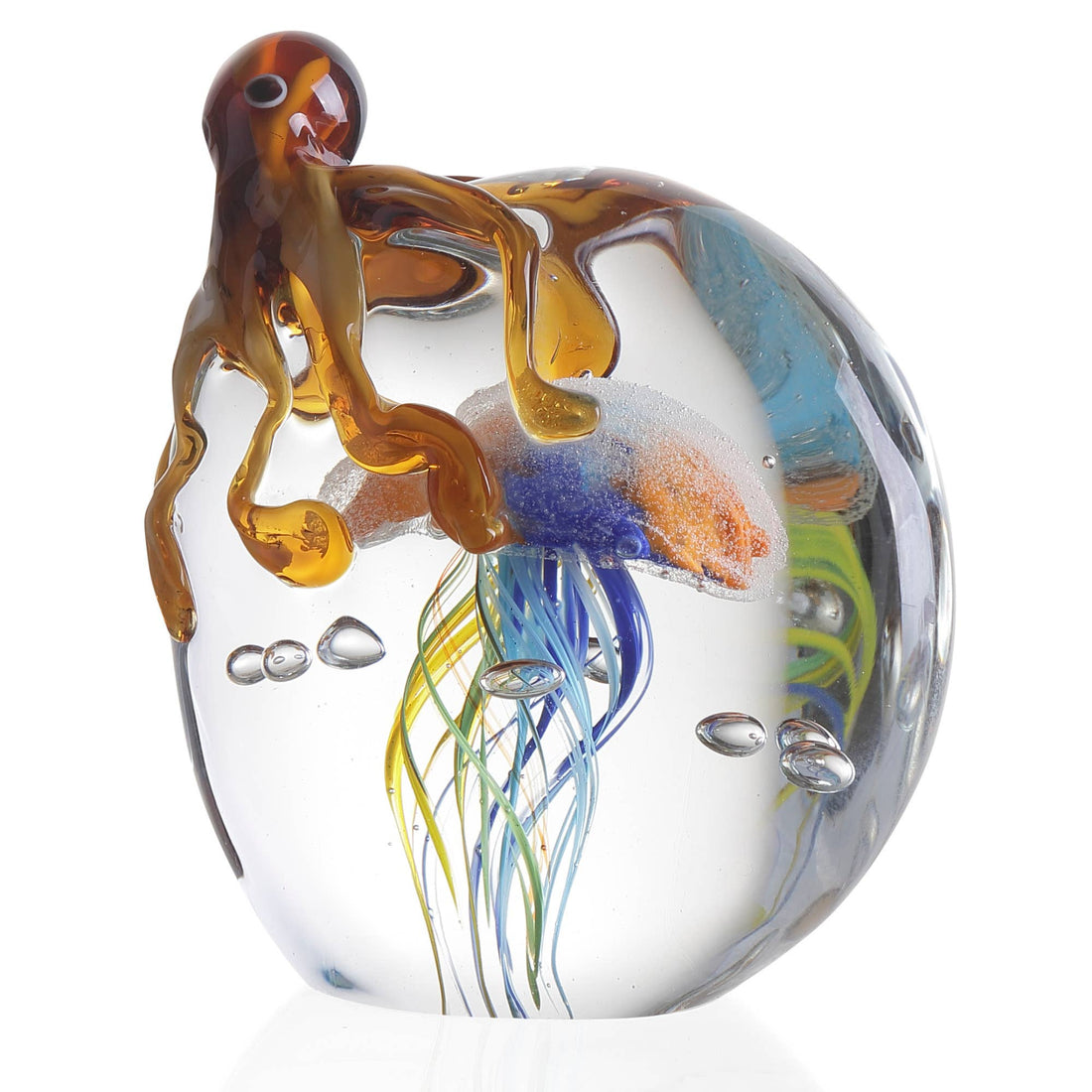 Glass Gold Octopus Paperweight