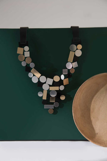 Bauhaus V Necklace - Silver/Black/Gold