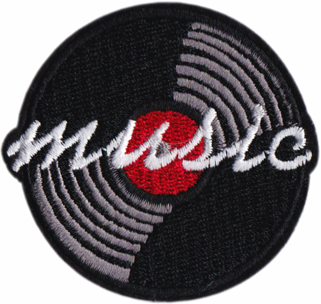 "Music" Record Iron-On Patch