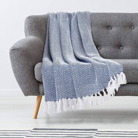 Seafoam and White Herringbone Throw Blanket
