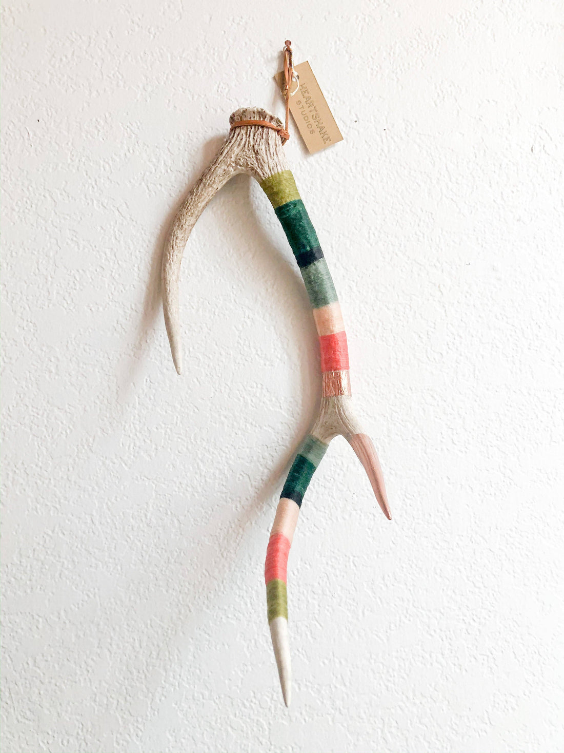 Medium Axis Wool Wrapped Deer Antler with Copper