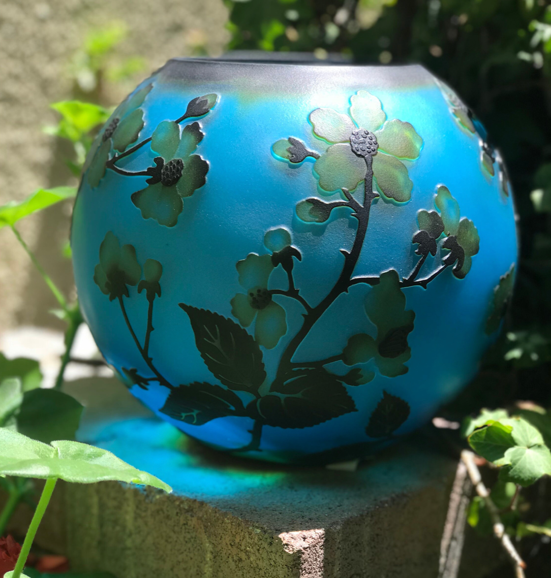 3 Layered Hand cut Cameo Glass Vase