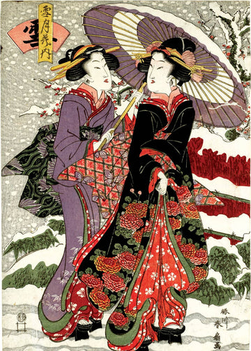 Katsukawa Shunko, Two Women With Umbrellas Holiday Notecard