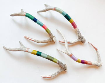 Small Axis Wool Wrapped Deer Antler with Copper