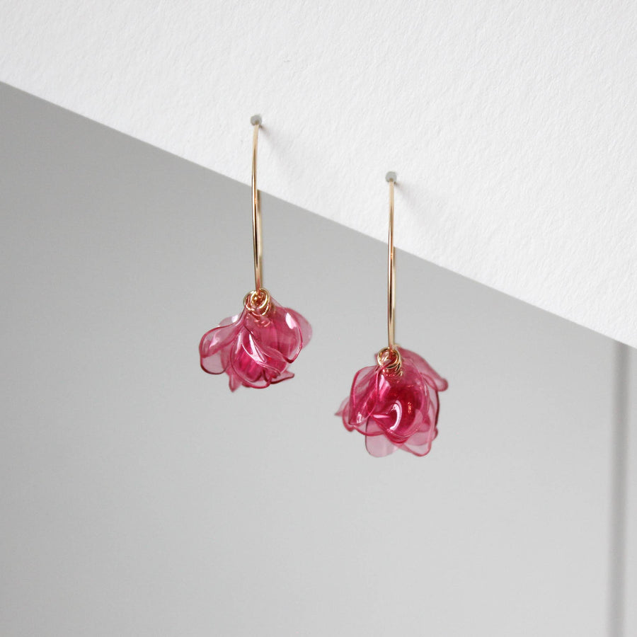 Sole Earrings in Fuchsia: Sterling Silver