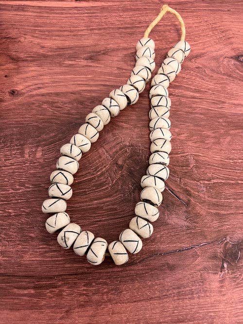 Decorative Cameroonian Bone Beads | Ivory Slash