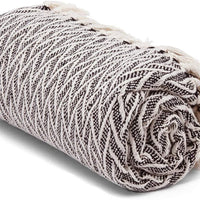 Cream Herringbone Throw Blanket
