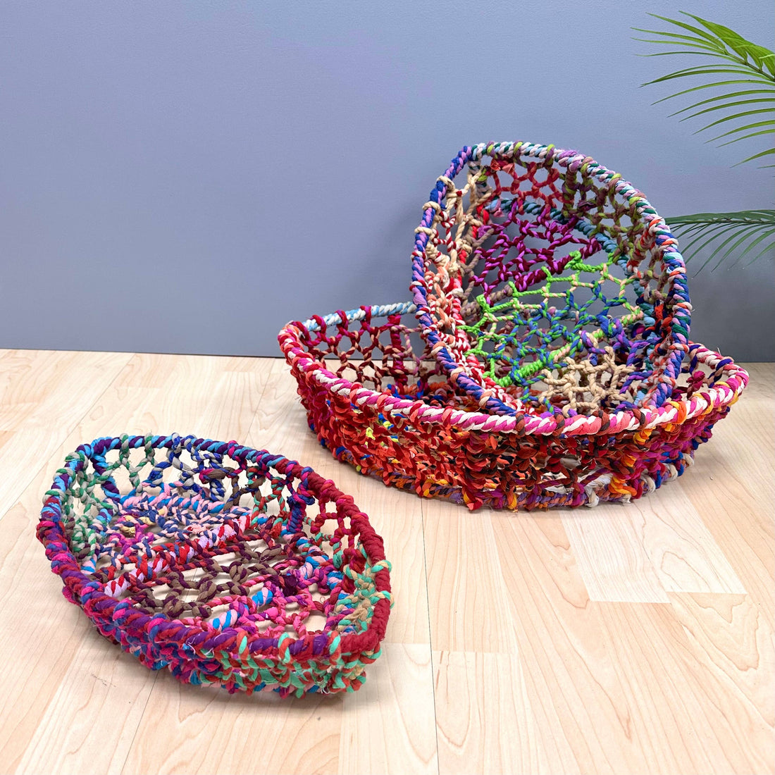 Colorful Jute Net Boat Baskets