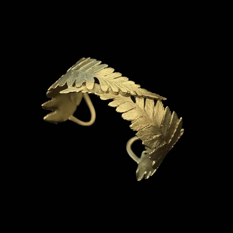 Cast Bronze Fern Cuff Bracelet with Layered Metals