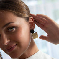 Bauhaus Earrings Circle Square - Black/Gold