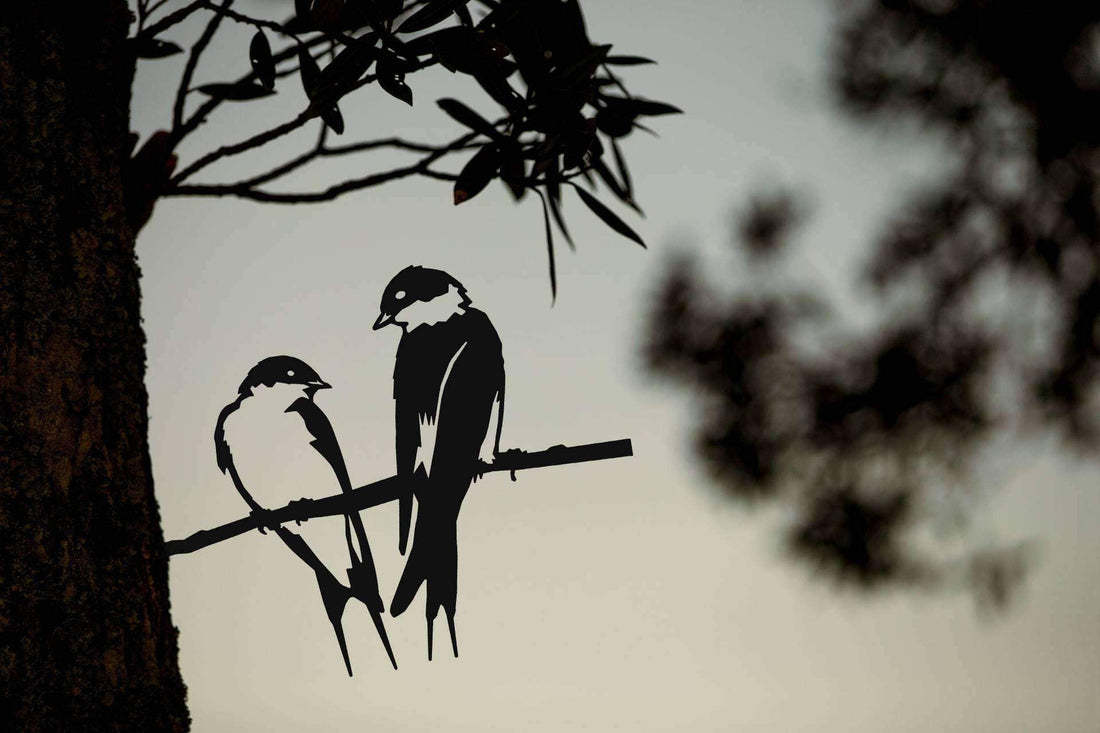 Pair of Swallows Metal Garden Art