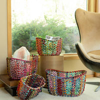 Colorful Tall Jute Baskets