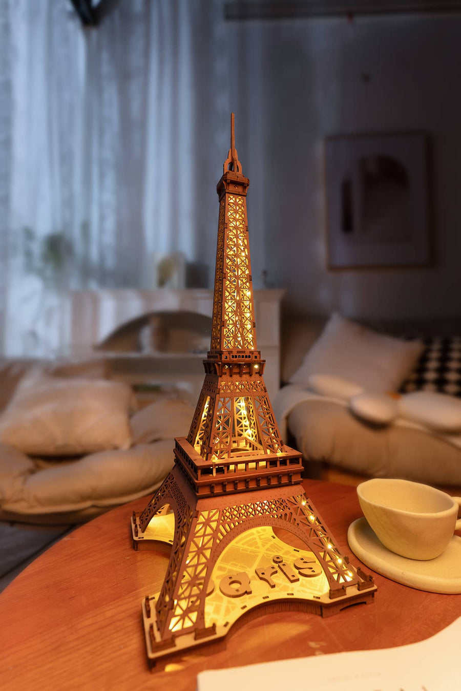 3D Wooden Puzzle w/ LED Lights: Night of the Eiffel Tower