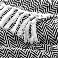 Cream Herringbone Throw Blanket