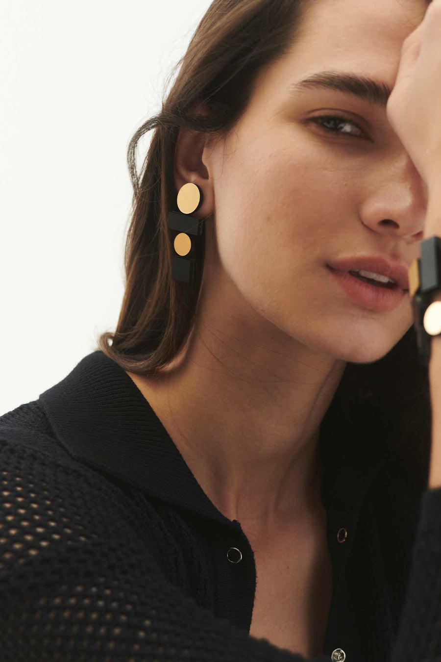 Bauhaus Earrings Large - Black/Gold