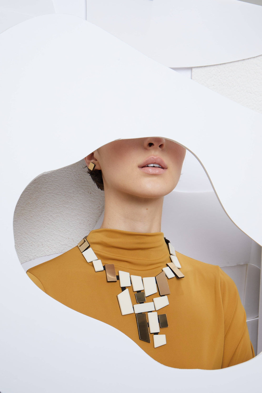 Piet V Necklace - Gold & Ivory: Large