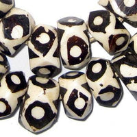Faceted Eye Batik Bone Beads