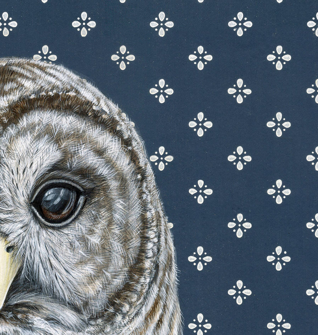 Barred Owl Dark Blue Art Print